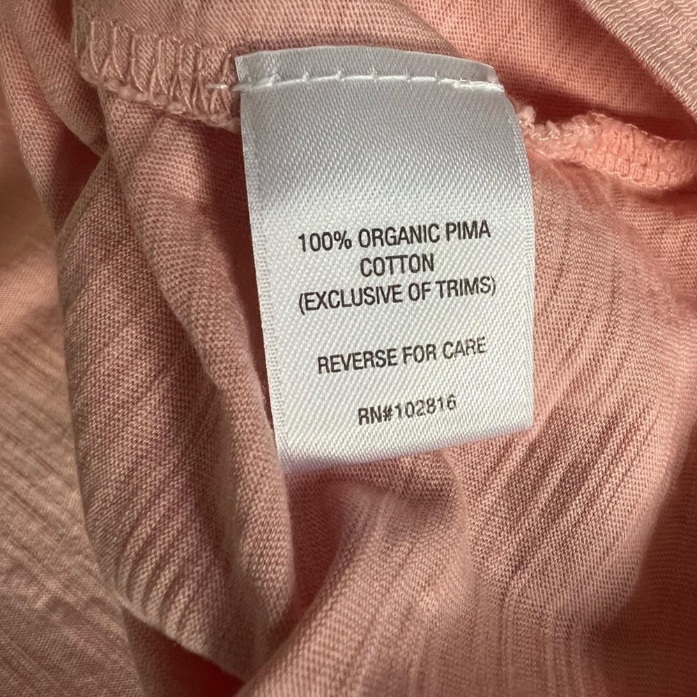 Weekender Blush Pink Pocket V-neck Tank Top semi sheer textured organic cotton - Picture 6 of 7